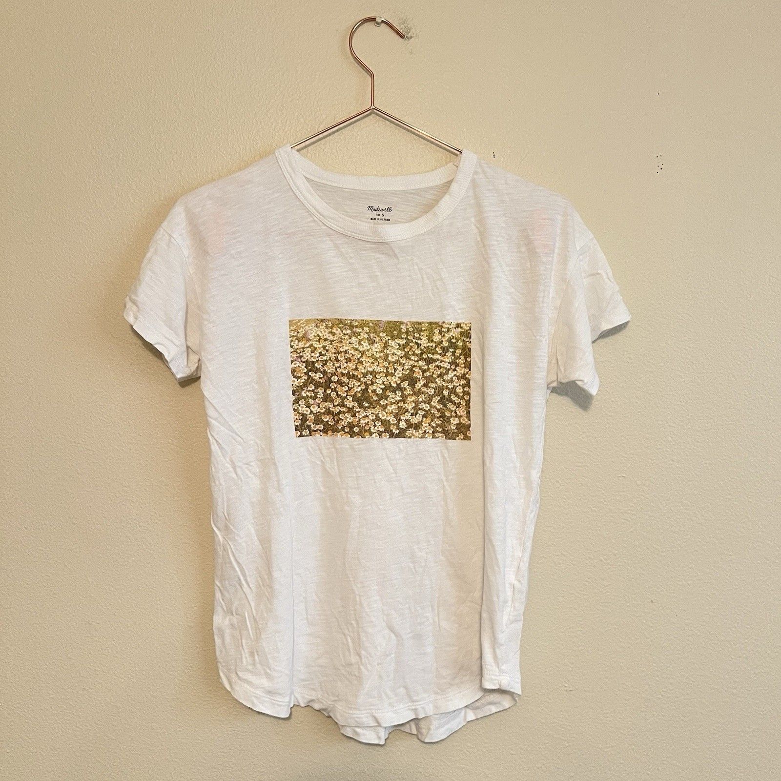 Madewell Size S White Short Sleeve Daisy Meadow Graphic Whisper Cotton Tee